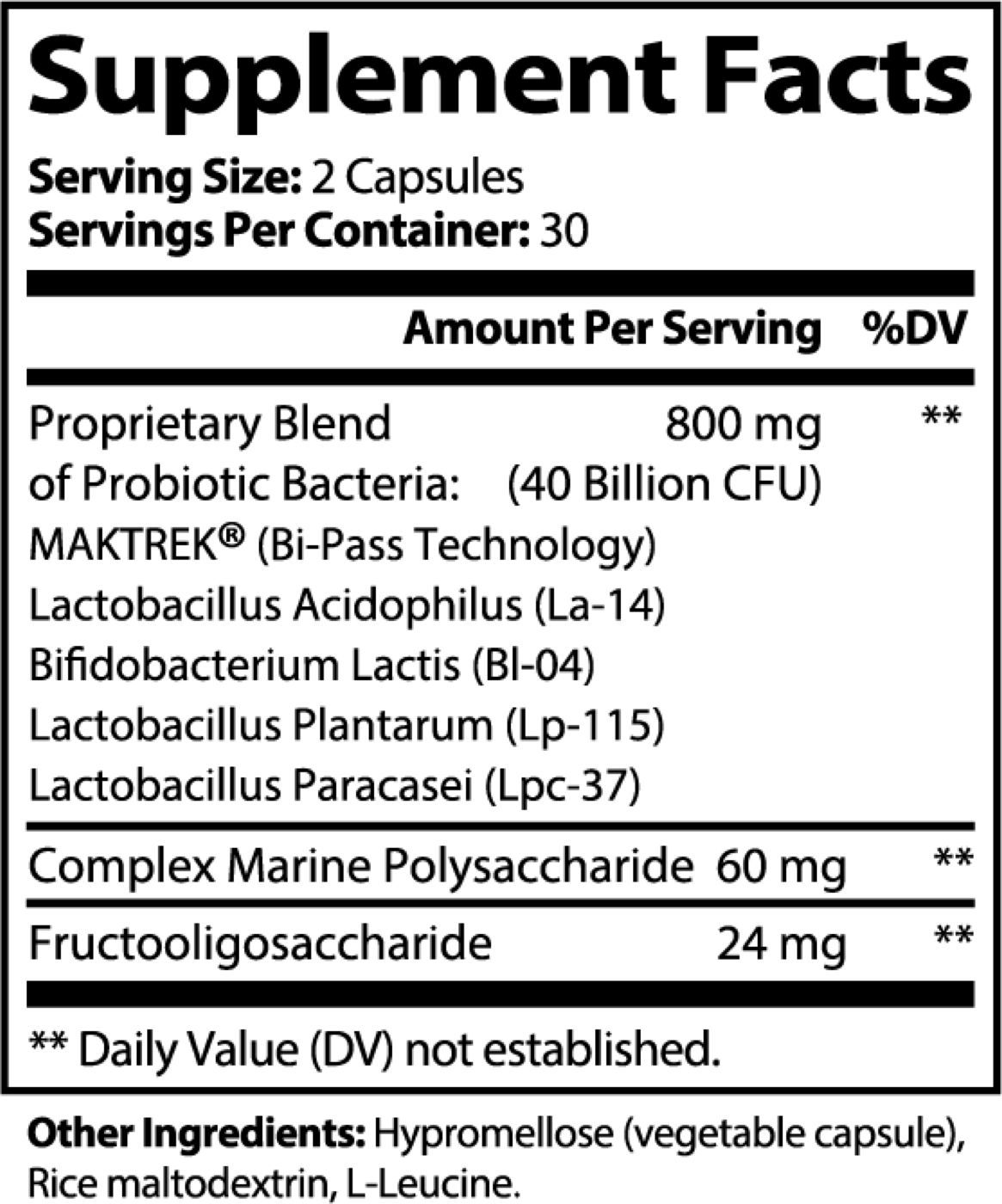FloraMax 40B — Supplement Facts label