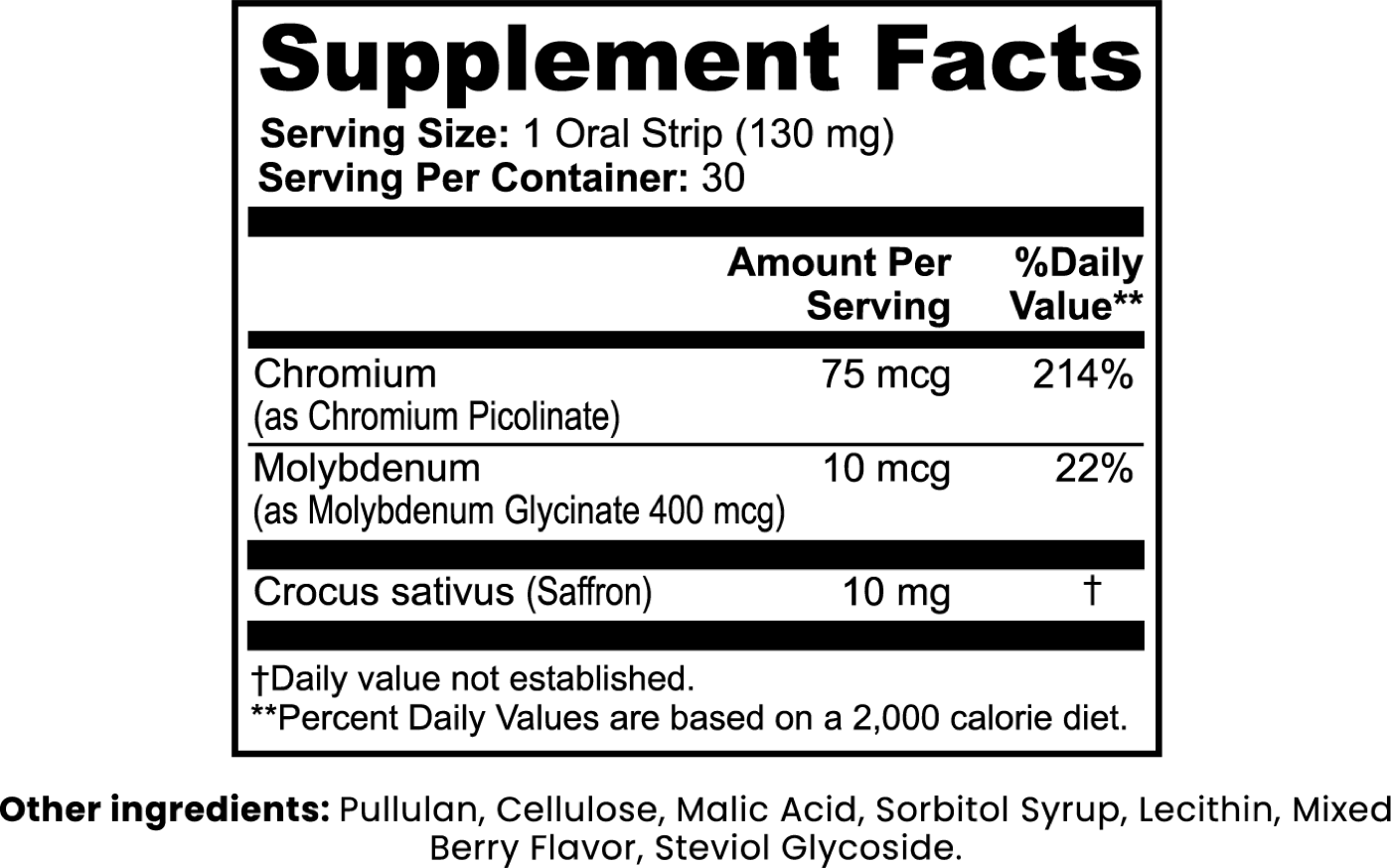 METAFLOW STRIP — Supplement Facts label