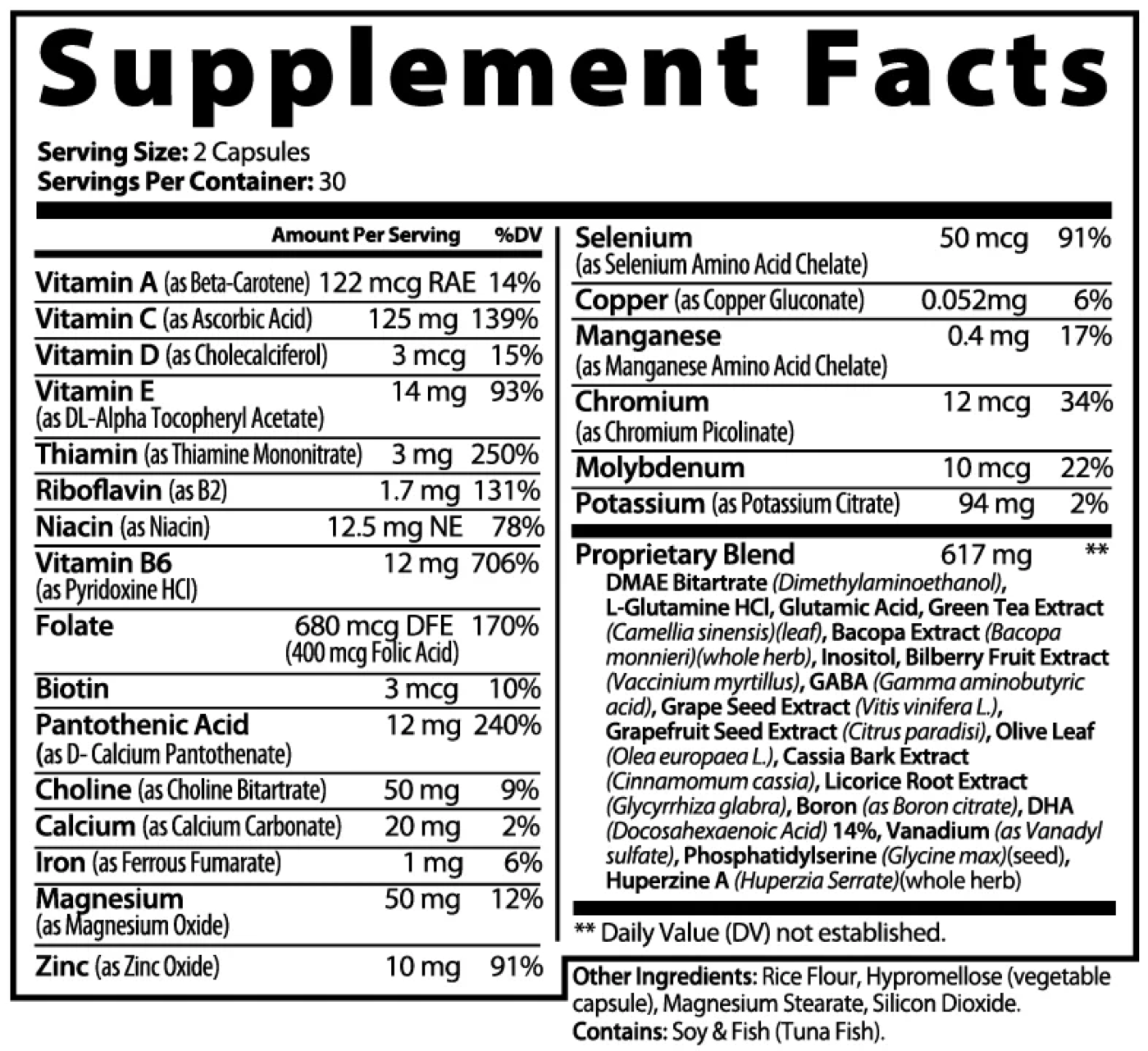 NeuroPrime — Supplement Facts label