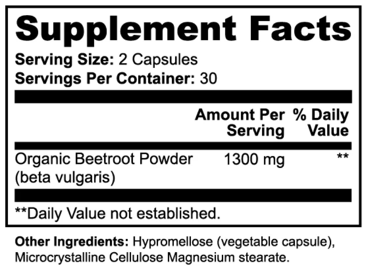 NITRO BEET 1300mg — Supplement Facts label