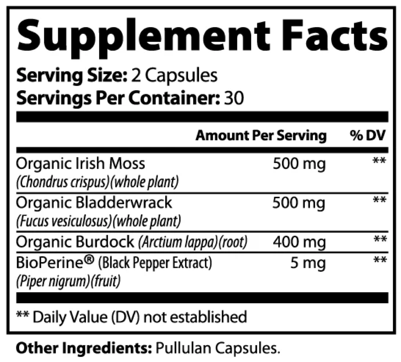 OCEAN PURE — Supplement Facts label