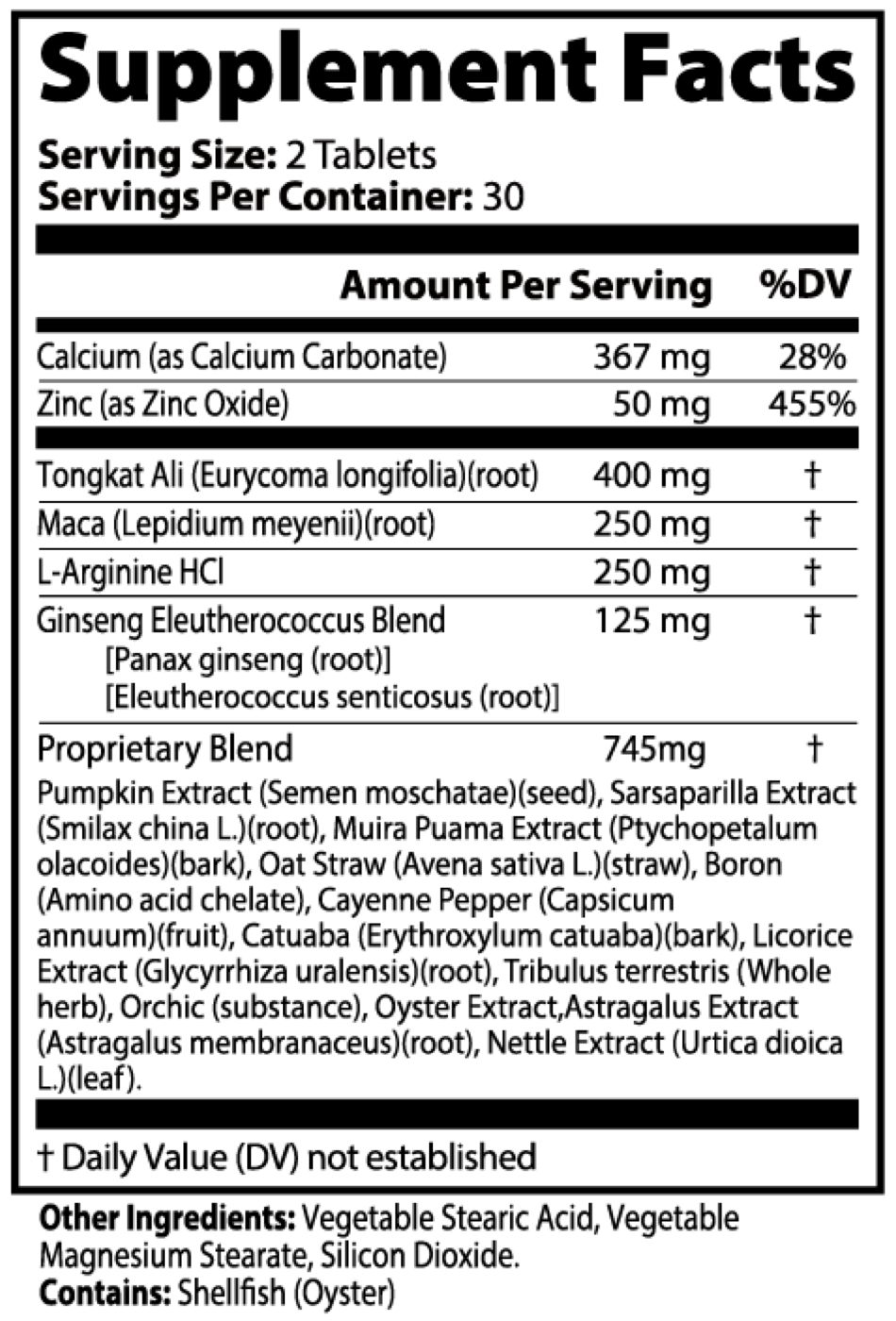 ZEUS ELIXIR — Supplement Facts label